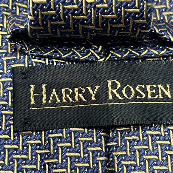 Men's Harry Rosen Blue & Gold Chevron Tie - Picture 4 of 8